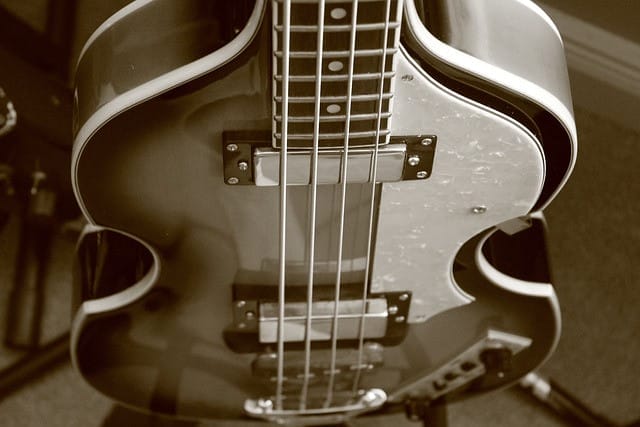 Vintage looking bass guitar
