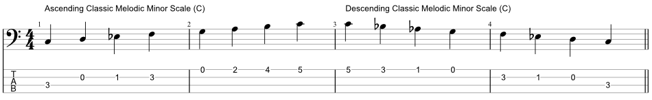 Ascending and Descending Classic Melodic Minor Scale