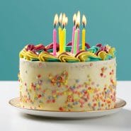 Happy Birthday on Bass Guitar - Image of a birthday cake with candles