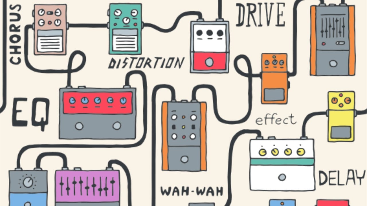 Pedalboard Setup for Bass Guitar - Drawing of effects pedals