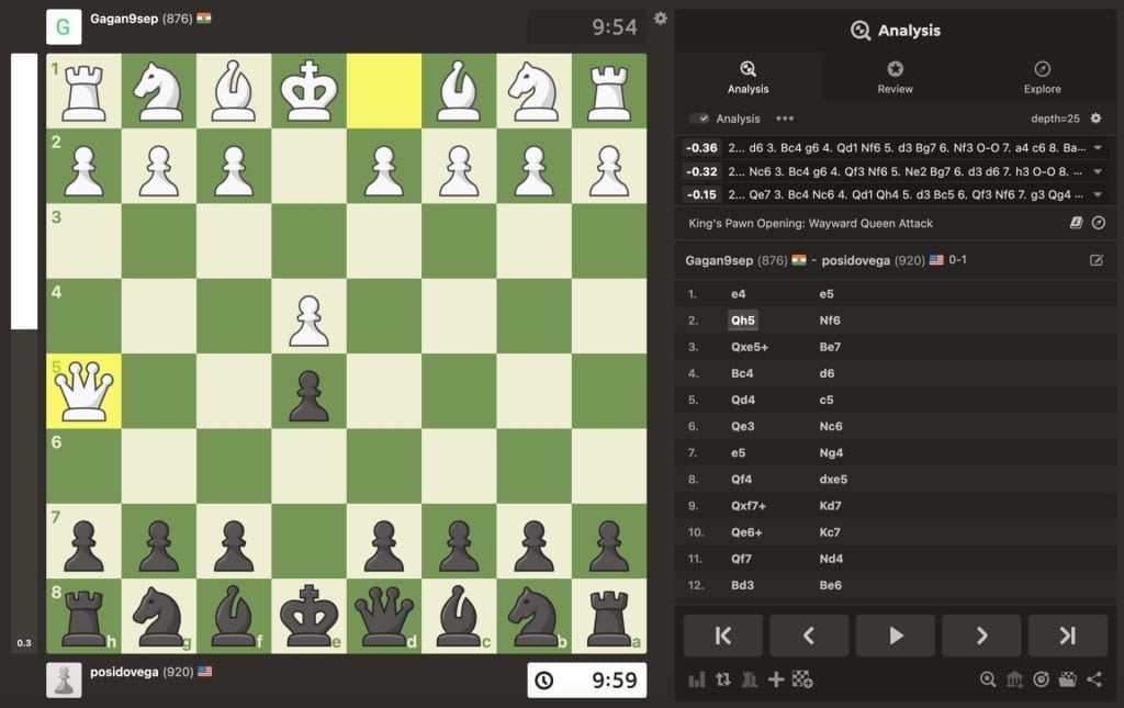 Opponent brought out queen early